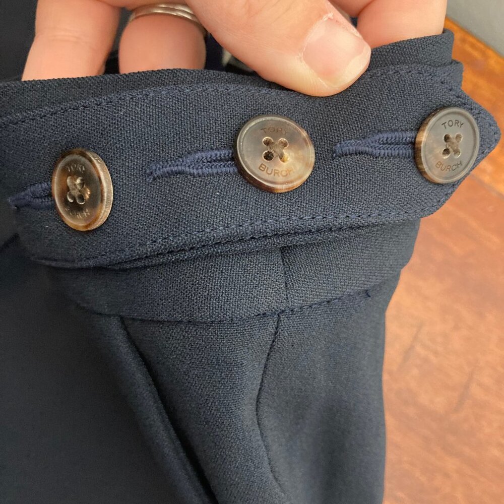 Tory Burch Crepe Cargo Pant Womens 6 Navy Crop Nautical Minimalist Quiet Luxury - Picture 10 of 16